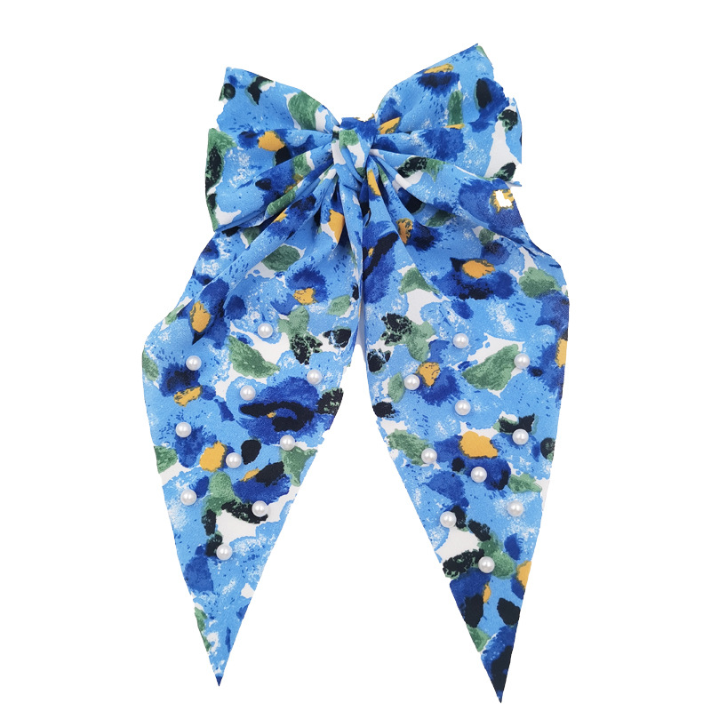 Qiwei Accessories Exclusive Qiwei Accessories Exclusive New French thin floral fresh and delicate ribbon bow hair clip Duck clip Headwear for women Application Scenario