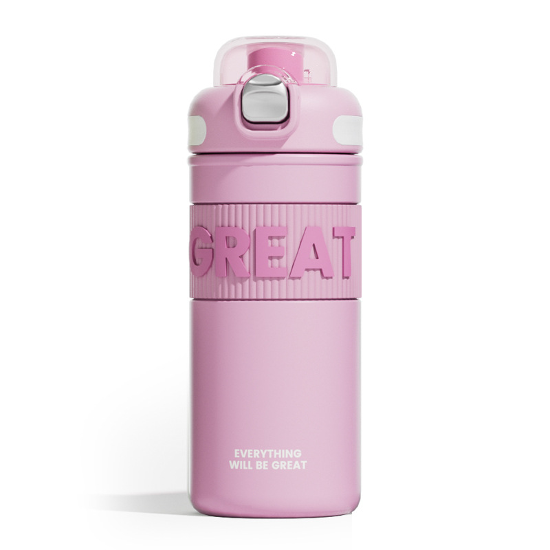 Summer Simple High Appearance Level Letter Thermos Cup Large Capacity Student Sports Water Cup Easy To Carry Direct Shot Lid Cup Item Picture