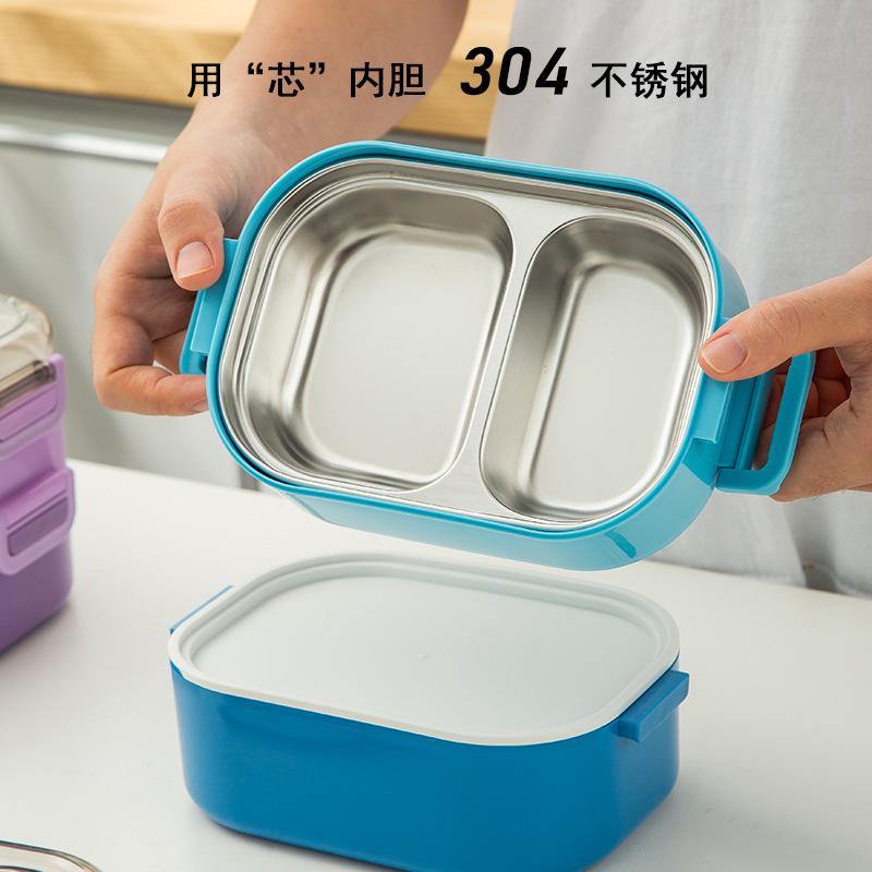 INS网红双层饭盒/微波炉加热便当盒/密封防漏上班/学生户外午餐盒/安全可靠耐用/便携易清洗/精致时尚百搭/绿色健康无污染/质量保证放心用/实惠性价比高细节图