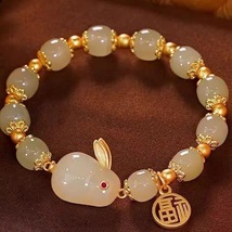新中式精美玉兔手链女款ins小众设计高颜值水晶福字手串饰品批发