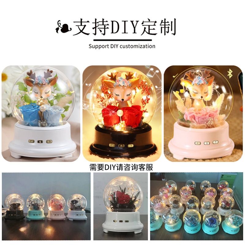 Creative Gift Home Bluetooth Small Speaker Dream Music Atmosphere Light Double Valentine Gift Immortal Flower Stereo details Picture