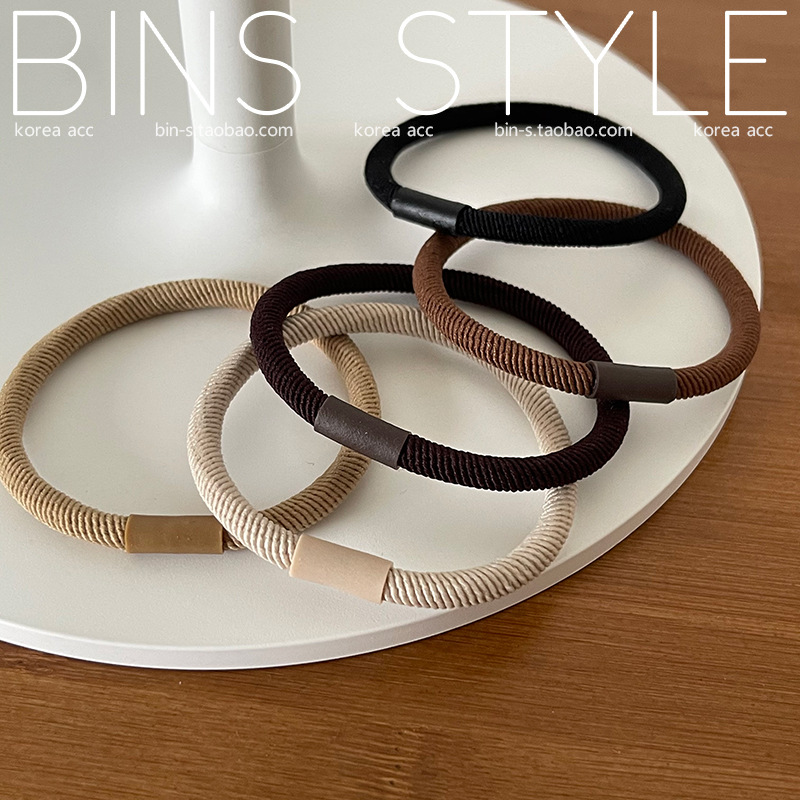 High-quality Korean version, basic and practical, brown earth tone twill hair tie, base hair band, plain hair band Application Scenario