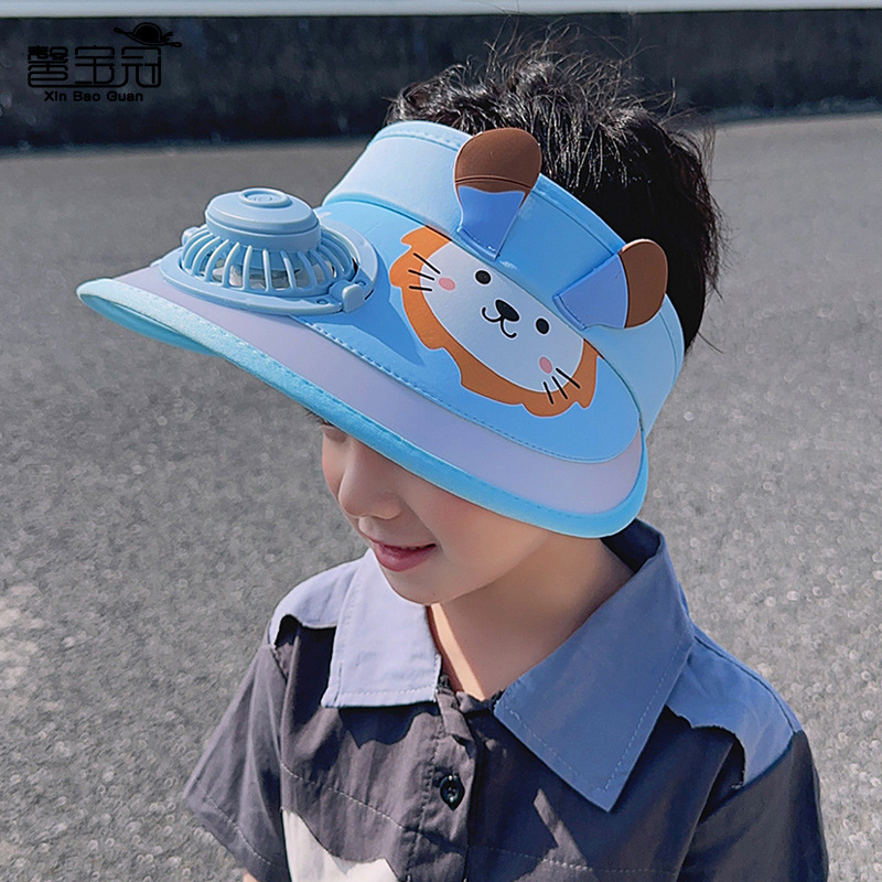 1053儿童帽子夏季带风扇遮阳帽男女宝宝太阳帽卡通可爱防晒空顶帽详情图3