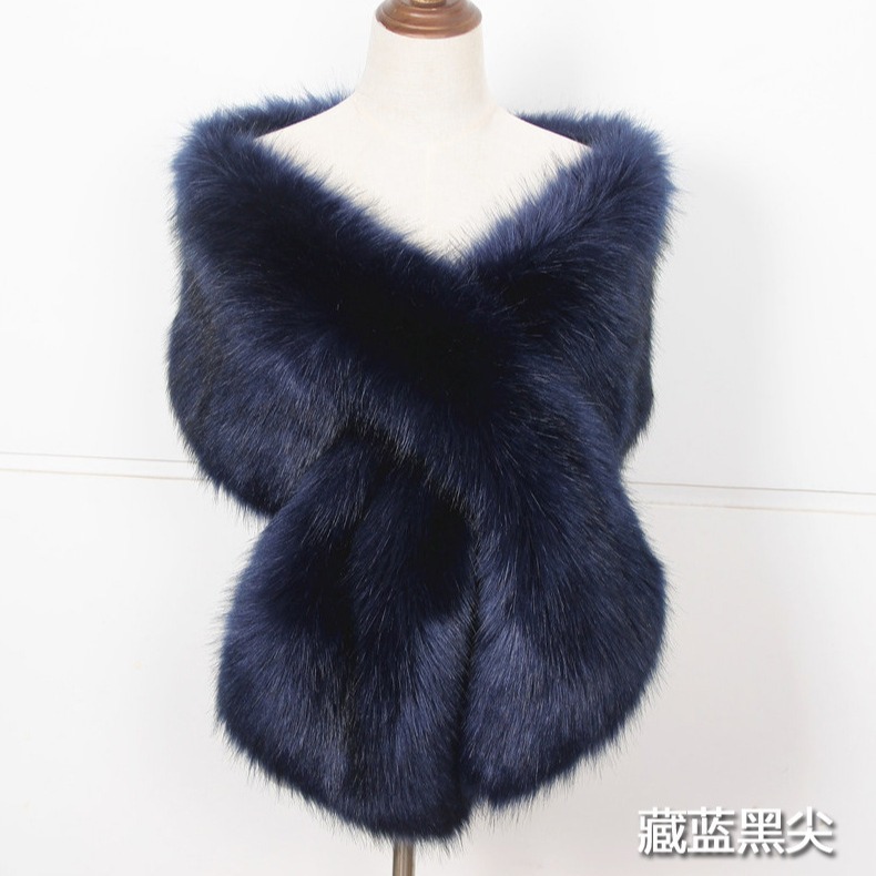 Fur collar shawl, faux fur fox fur large shawl, women's stage dinner dress, cape, scarf, scarf, false collar details Picture