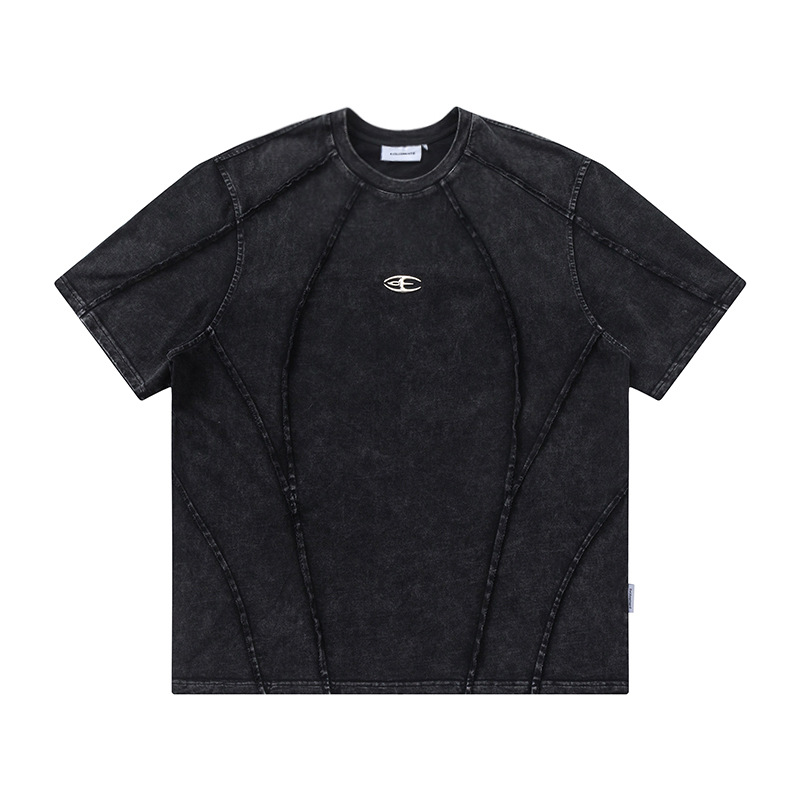 Jia Yiku Men's 2024 Summer collection: A highly anticipated short-sleeved T-shirt with washed-out fringes from an American streetwear brand Item Picture