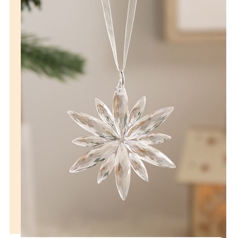 Cross-border acrylic snowflake pendant, transparent crystal Christmas tree decoration, wedding scene arrangement snowflake Application Scenario
