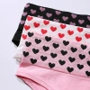 Three pairs of high-waisted triangular underpants with heart patterns for women, European and American sexy, seamless and breathable pure cotton crotch underpants for export Specification image