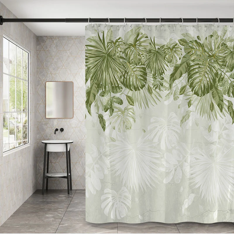 Digital Printing Waterproof Shower Curtain Bathroom Partition Curtain Waterproof And Mildew Overseas Amazon Cross-Border Wholesale