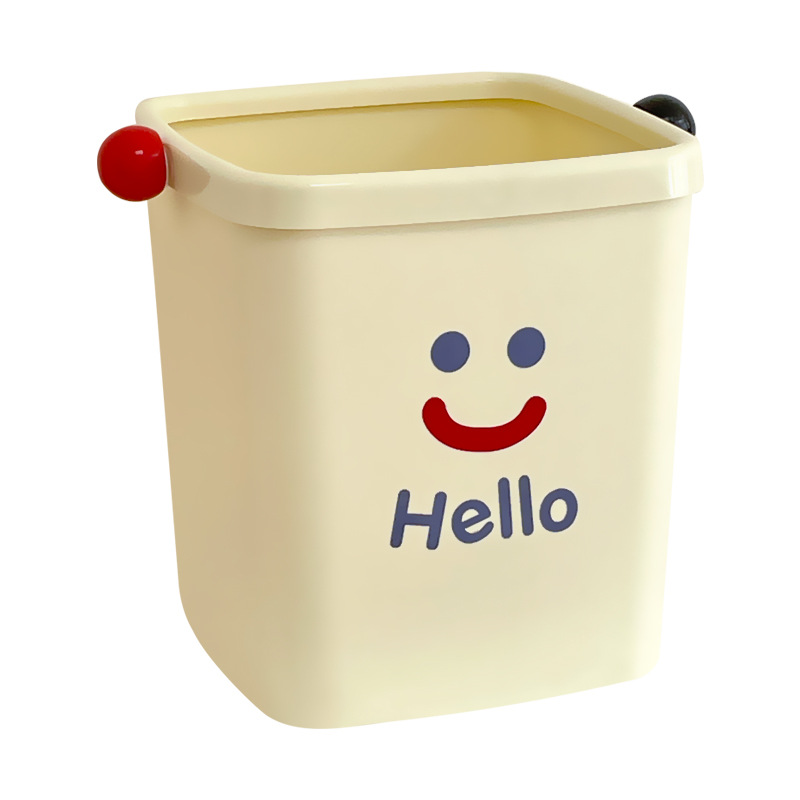 New Desktop Trash Can Creative Cute Small High Appearance Level Lidless Paper Basket Pressure Ring Compact Storage Advanced Sense Item Picture