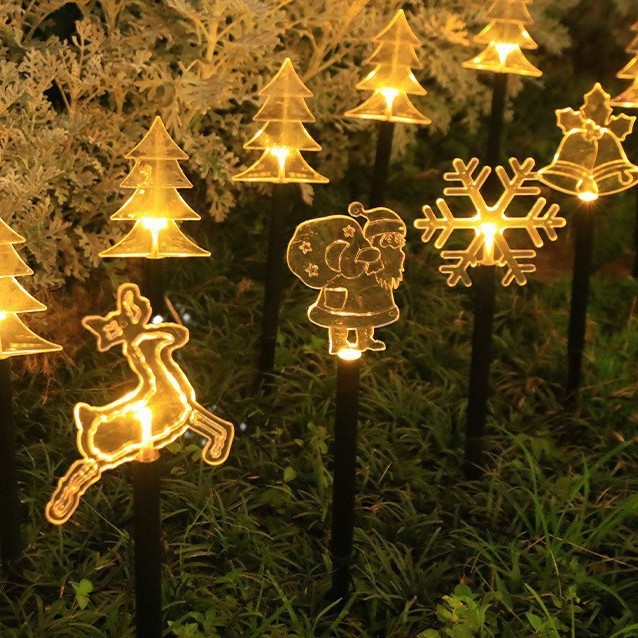 Solar-powered reindeer snowman ground insert light Christmas one-to-five lawn light outdoor courtyard Christmas decorative light Item Picture