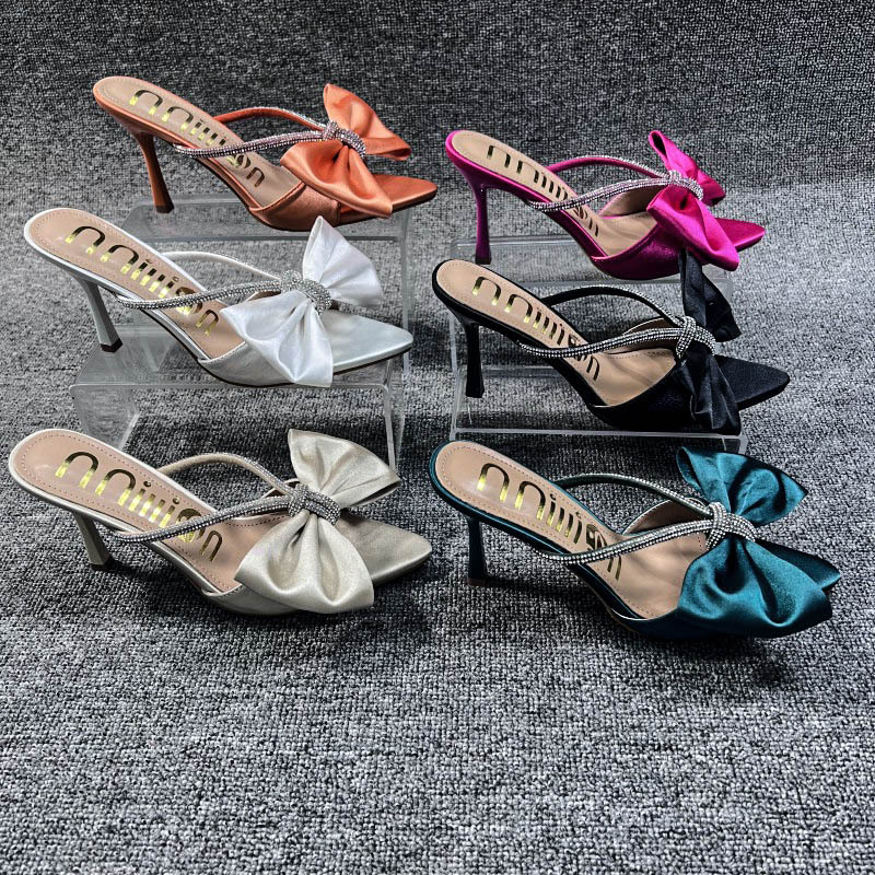 欧美高跟拖鞋凉鞋女款细跟外穿高级感时尚ladies slippers heels