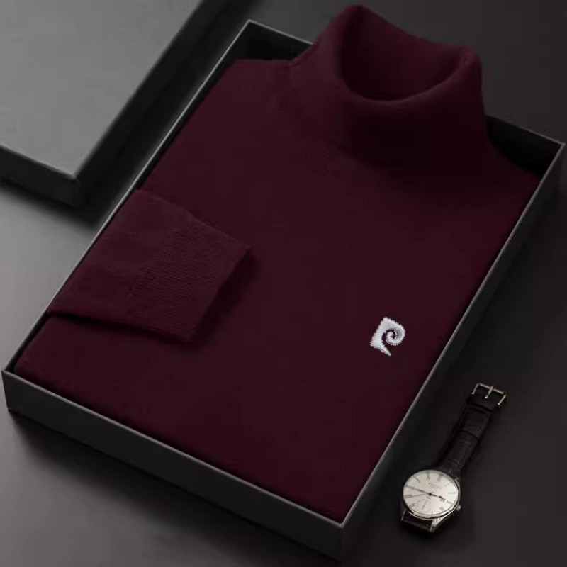 Brand embroidered men's pure cashmere sweater, high neck, thickened and warm in winter, with a casual base layer of wool sweater for men Specification image