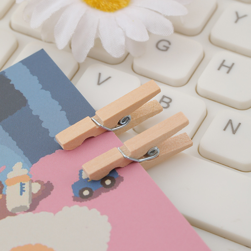 diy wooden clips, small photo holders, decorative cork boards, I-shaped nails, press nails, office and home natural wood color clips details Picture