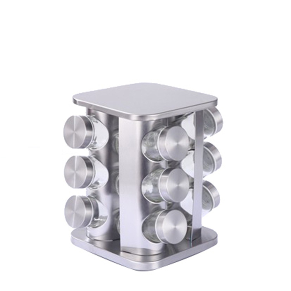 New 16-bottle rotating seasoning rack 430 stainless iron, 20-bottle seasoning rack with glass bottle seasoning jars Application Scenario