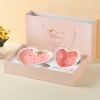 【 Heaven and Earth Lid 】 Stainless Steel Fork and Spoon Set Gift Box for Couples, Pink Chinese underglaze Color Tableware set details Picture