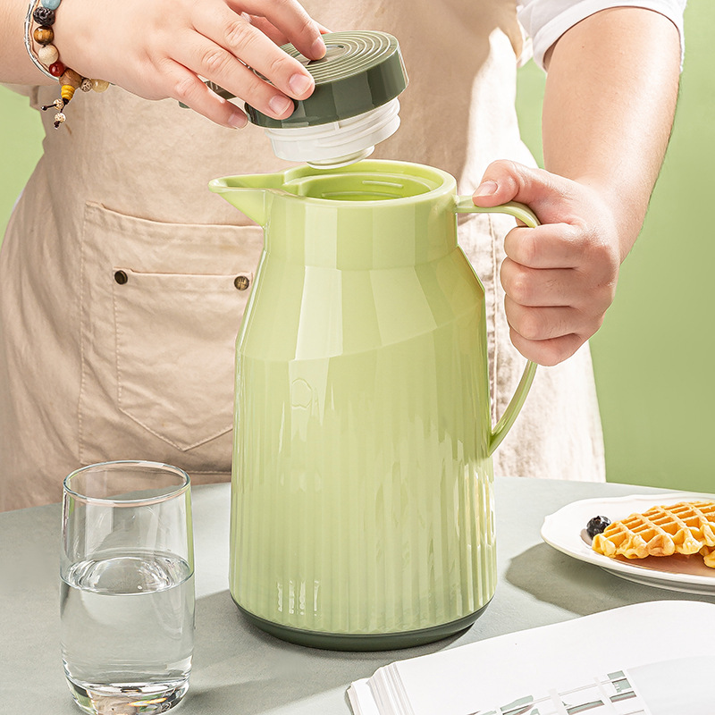 Wholesale vacuum thermos with glass inner liner, large-capacity press-type thermos water bottle, household thermos cup Item Picture