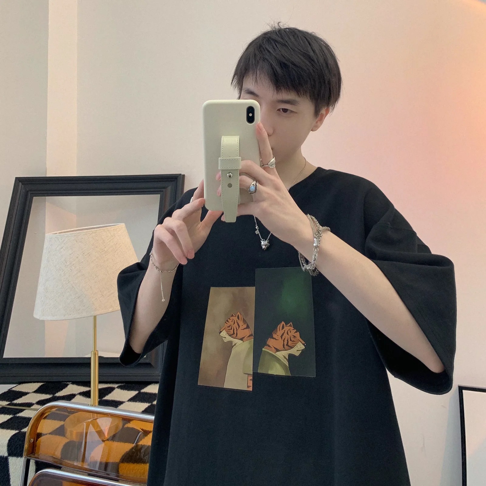 2022 New summer short-sleeved men's T-shirt, pure cotton trendy brand ins loose and versatile casual T-shirt for men, half sleeve details Picture