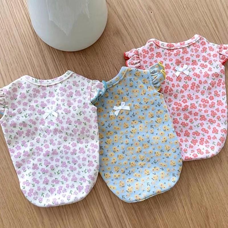 Pet floral flying sleeve vest, summer thin Teddy, Bichon, Pomeranian, small puppy, cat and dog clothes, summer Application Scenario
