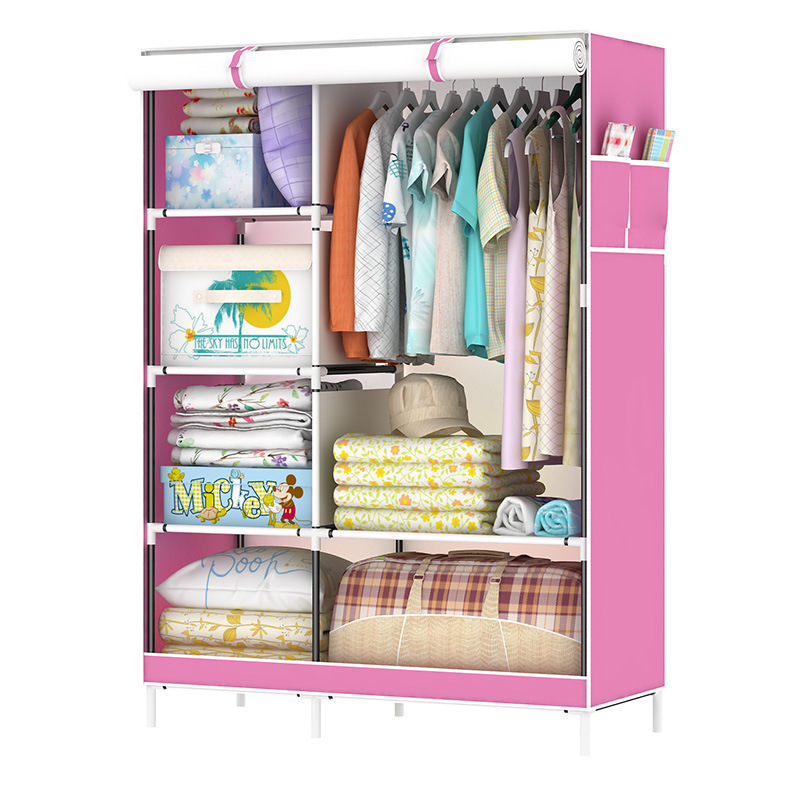 Yaruifan simple wardrobe, fabric wardrobe, dormitory wardrobe, hanging rod, hat rack, assembly clothes hanger, creative thickened steel pipe Item Picture