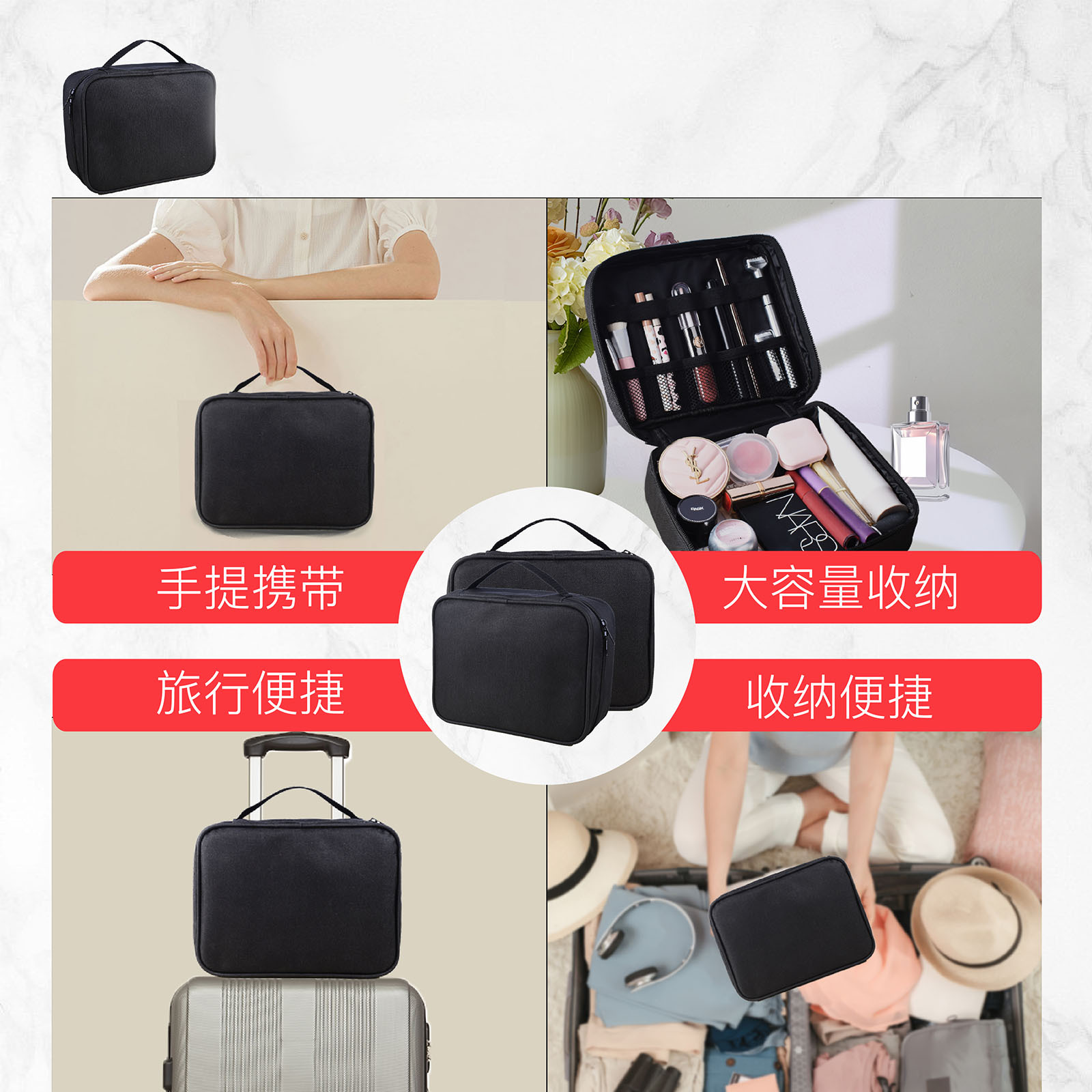 Makeup Artist Storage Bag Portable Large Capacity Makeup Bag Makeup Brush And Makeup Portable Travel Deluxe Toiletry Bag details Picture