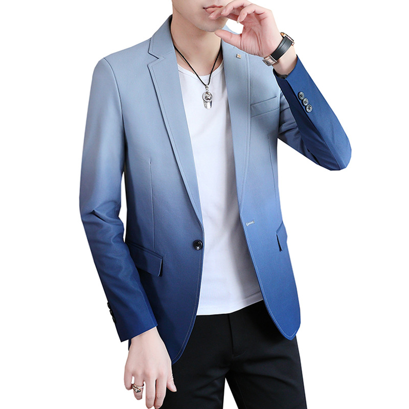 New men's gradient color suit 2021 Autumn/winter Korean-style trendy small suit stretch casual business men's single piece Item Picture