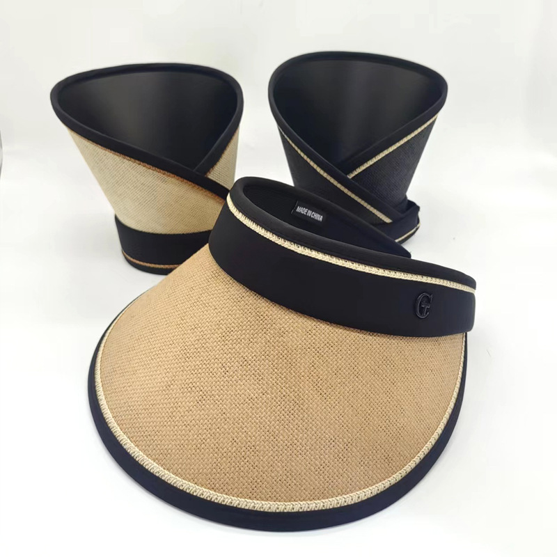 2023 Summer New Sunshade Sunscreen Vinyl Double Adjustable Will Carry Large Eaves Empty Straw Hat Manufacturers