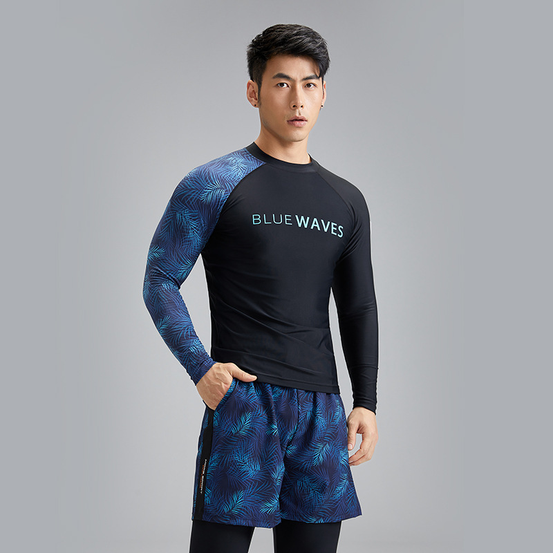 户外2023新款分体泳衣男士套装黑色速干透气冲浪服运动防晒游泳衣图
