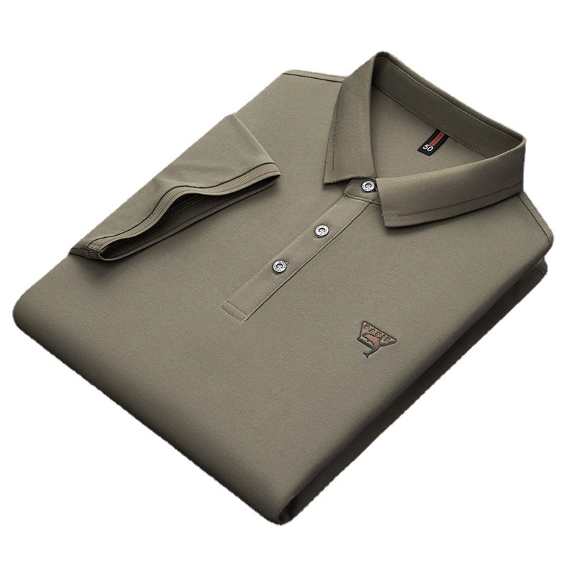 Runenbao Luo 2023 Summer New Mature Men's short-sleeved T-shirt with lapel print Middle-aged men's polo shirt Item Picture