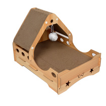 Factory wholesale oversized four seasons general multi-cat toys wooden multi-functional chair cat scratch board socket corrugated paper
