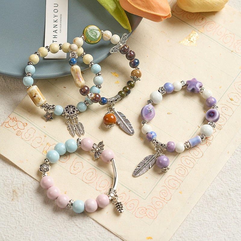 景德镇陶瓷手链批发古风串珠手工编织国风文艺饰品女生民族风手串