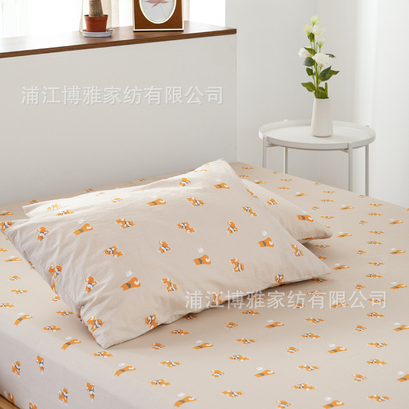 Printed Small Fresh Garden Cotton Pillowcase Single And Double Pure Cotton Washed Cotton Pillowcase Pair Of 2 Wholesale Application Scenario