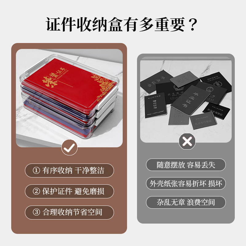 Desktop dust-proof certificate storage box, A4 document organization box, household register for important certificates, moisture-proof file bag Application Scenario