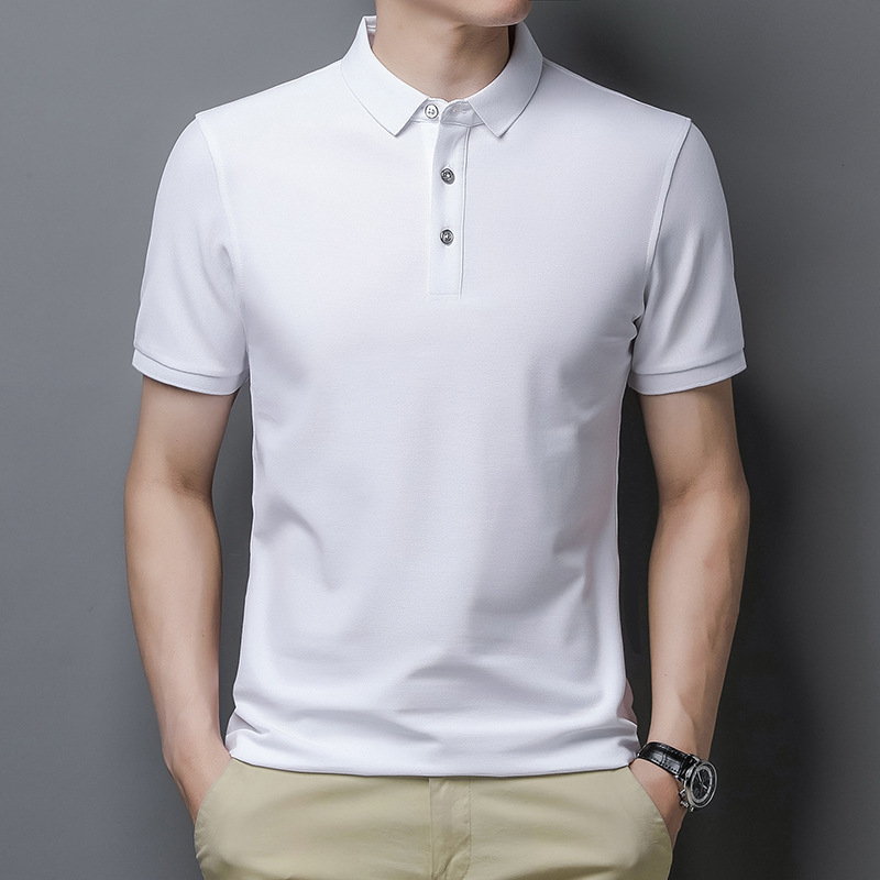 男t恤夏季短袖休闲翻领男士POLO衫韩版潮流个性修身白色半袖上衣详情图1