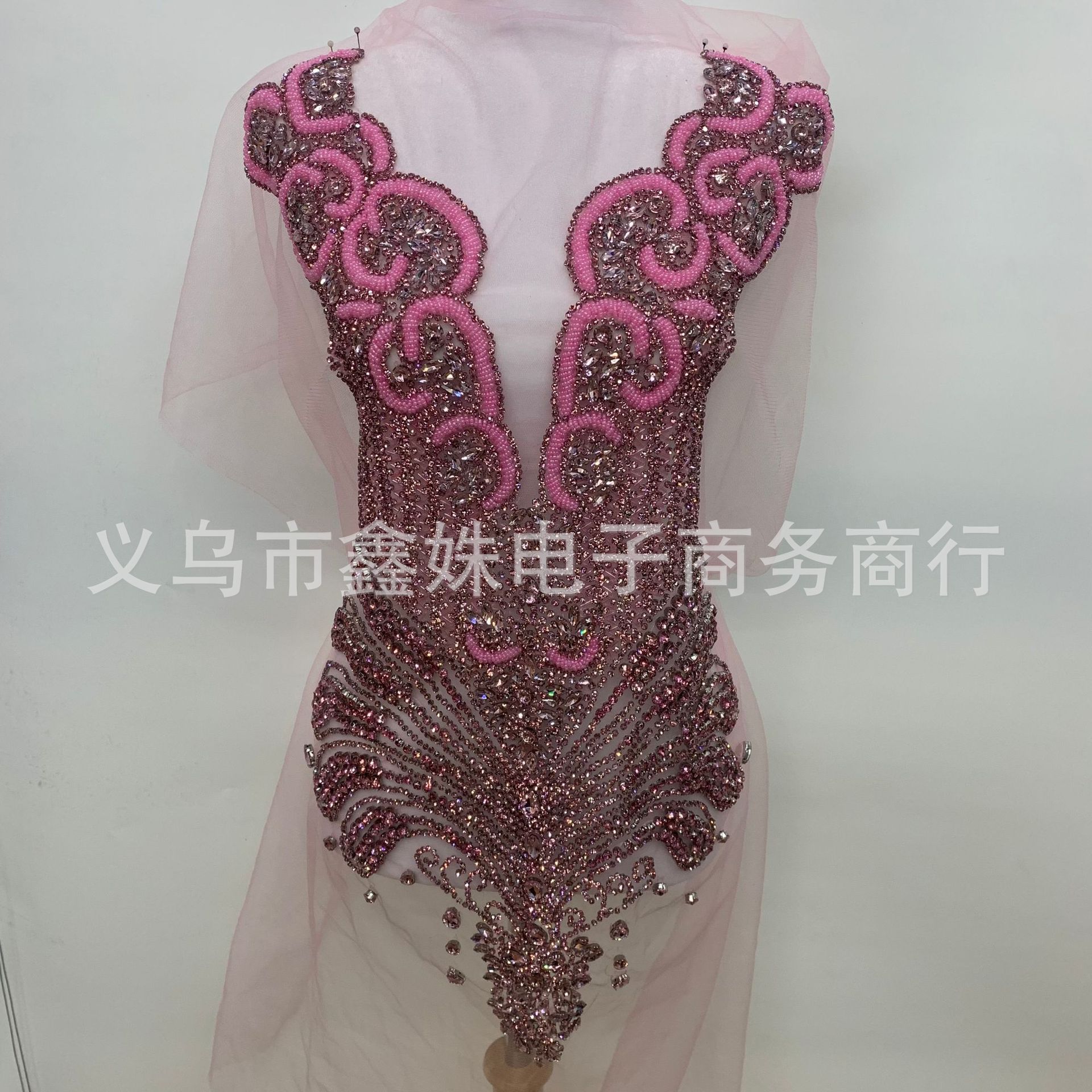 Purple crystal multi-color hand-stitched beaded long DIY wedding dress, stage performance dress, clothing accessories Item Picture