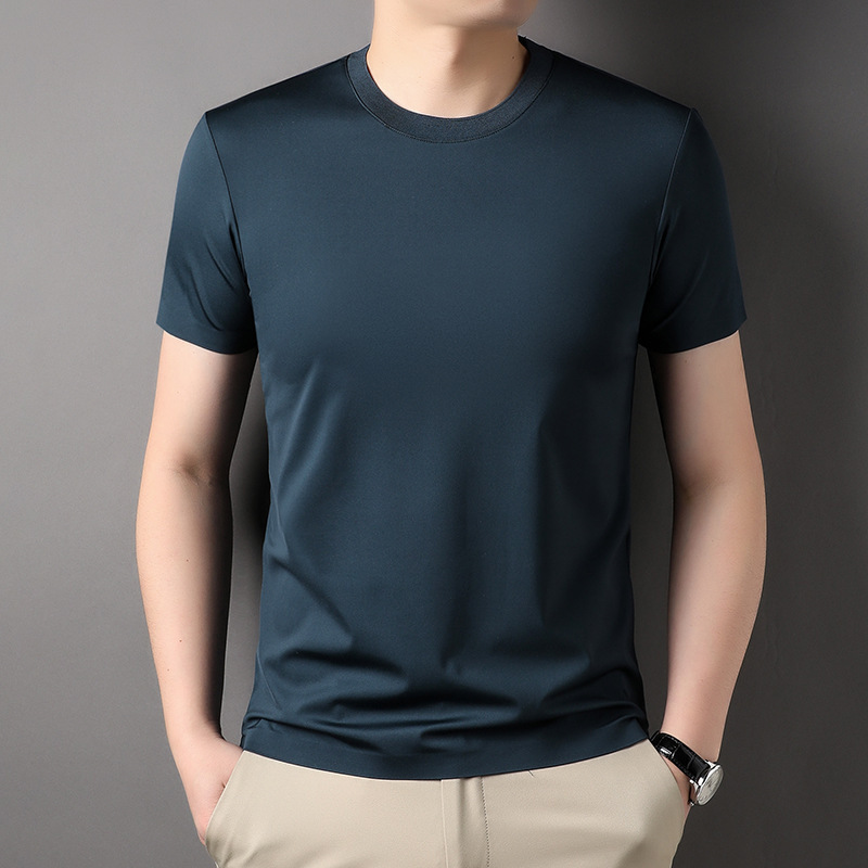 Summer short-sleeved T-shirt for men, fashionable and simple solid color round-neck half-sleeved top for men's clothing, suitable for men Application Scenario