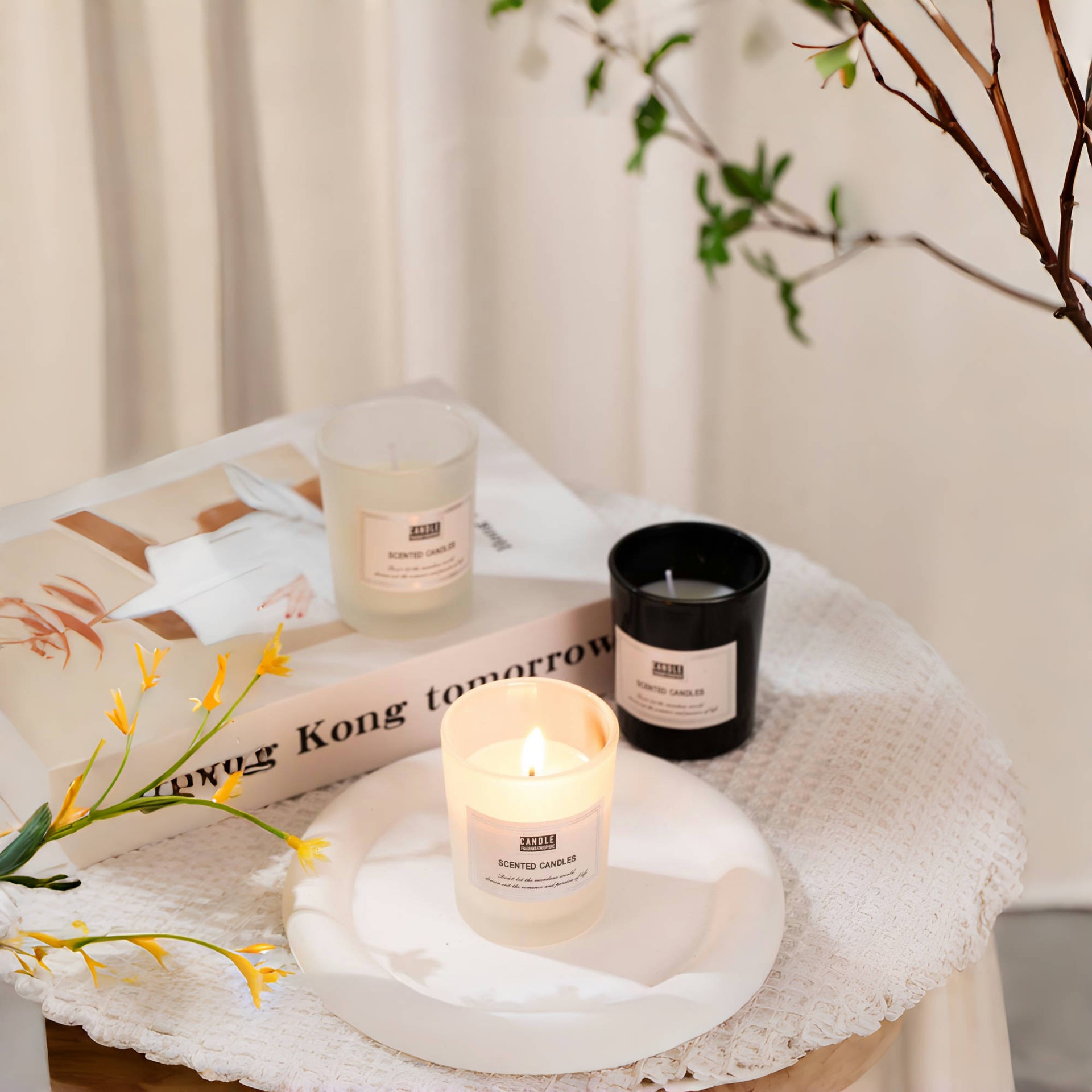 Glass cup scented candles soothe the mind and aid sleep, a long-lasting, niche, high-end gift box for home use, bedroom fragrance Application Scenario