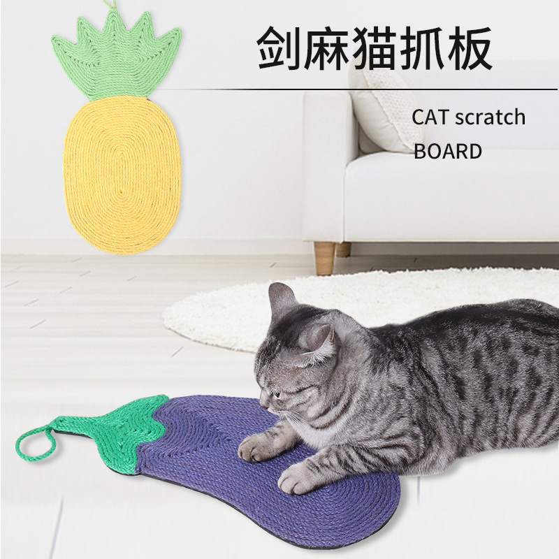 厂家直供新款菠萝形剑麻猫抓垫 耐抓剑麻猫玩具 磨爪猫玩具批发详情图2