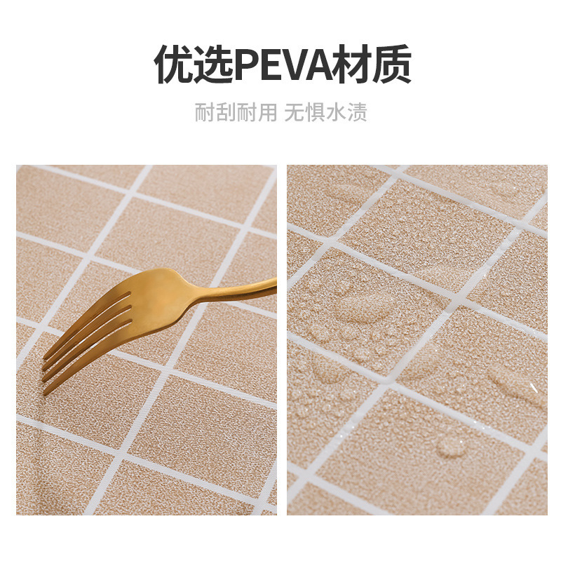 PEVA格子防水防油桌布 免洗防尘餐桌垫 北欧桌布ins风 格子茶几布详情图4