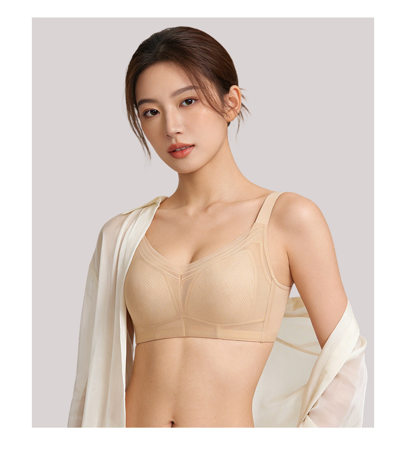 全罩杯内衣女大胸显小透气舒适上托防下垂洞洞杯薄款文胸详情29