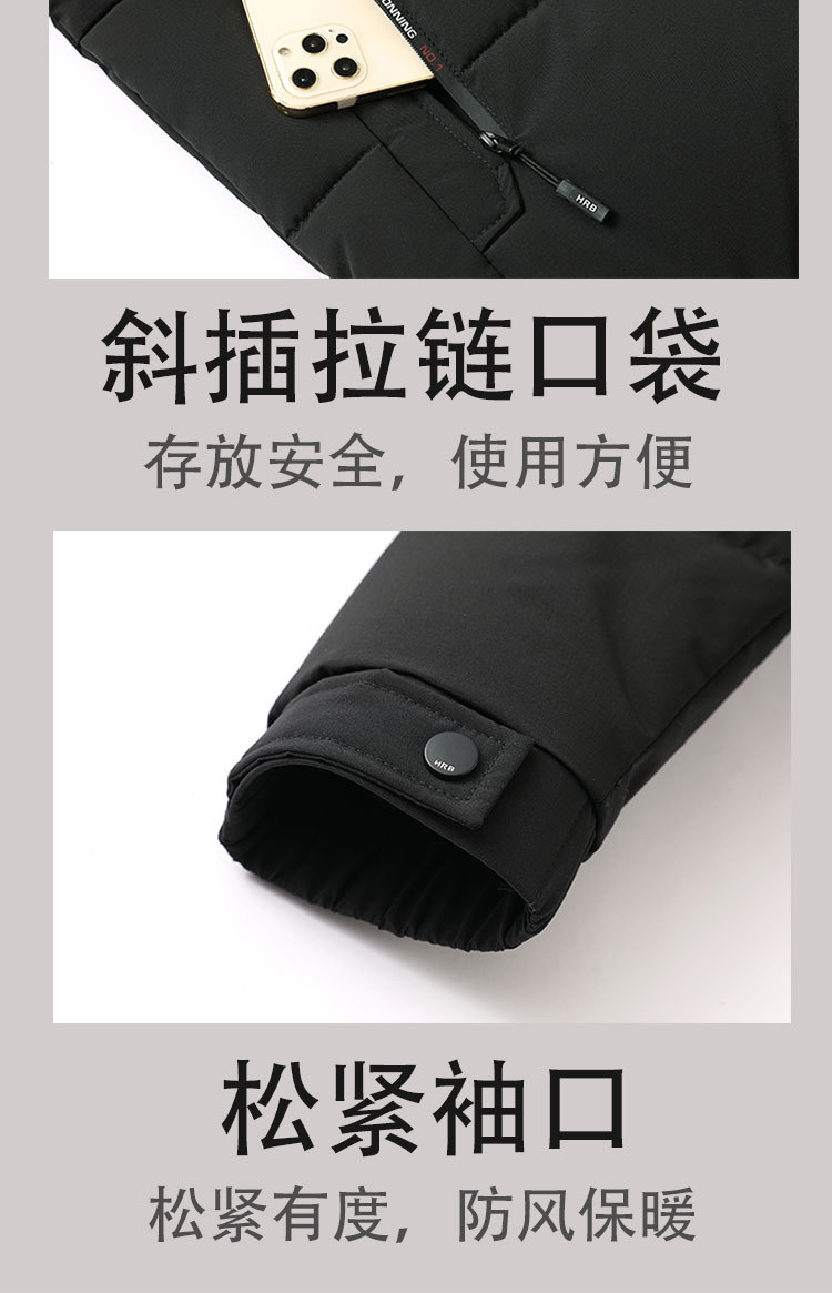 Down cotton-padded jacket for men, short coat for 2024 winter, detachable cap, cotton-padded jacket for middle-aged and elderly people, thick and warm cotton-padded jacket for men pic 10