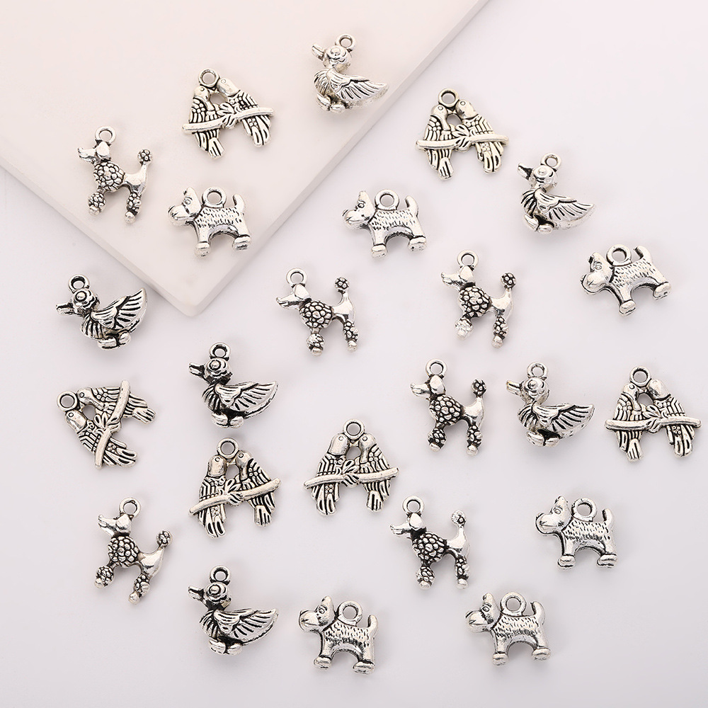 diy retro alloy animal-style pendants, ancient silver alloy bracelets, necklaces, earrings, materials, jewelry accessories wholesale details Picture