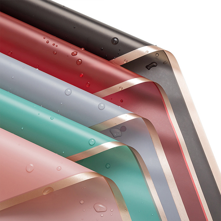 金边果冻膜批发平安果新款防水鲜花包装纸花店用品花艺花束包装纸白底实物图