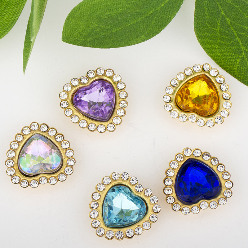 10mm double-layer heart-shaped sunflower hand-sewn diamond claw diamond edge crystal clasp DIY hair accessory and clothing accessory details Picture