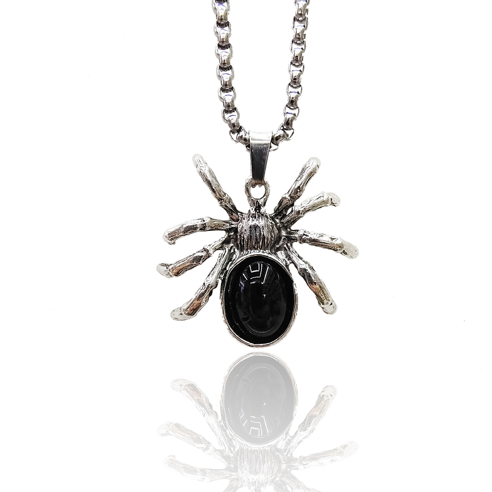 Net Red Men's Necklace Europe And The United States Military Brand Necklace Sweater Chain Alloy Pot Belly Spider Pendant Stainless Steel Necklace