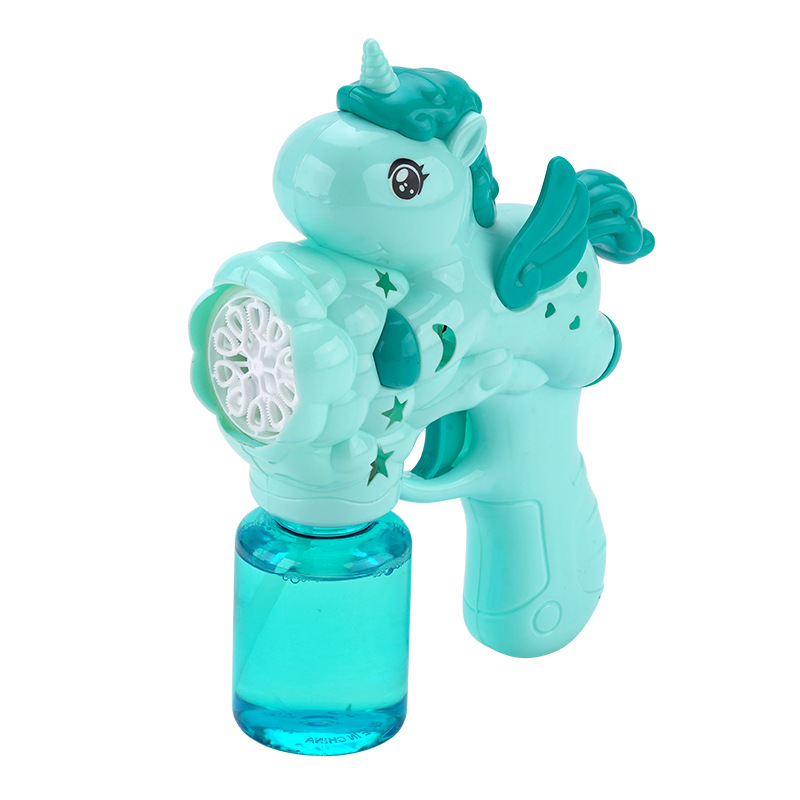 Children's Baby Outdoor Bubble Toy Unicorn Pony Porous Automatic Bubble Gun Stall Night Market Tiktok Boom Item Picture