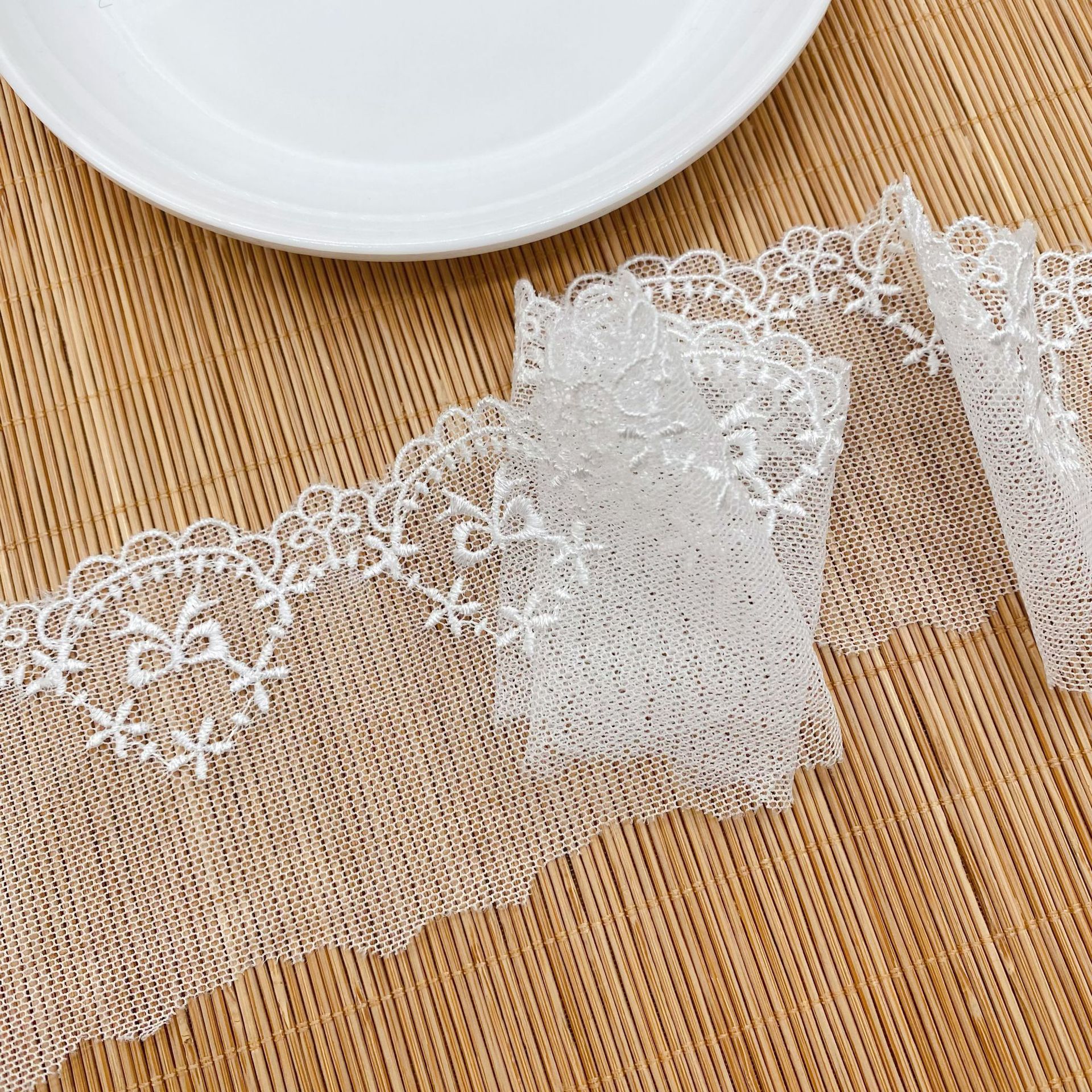 Children's clothing accessories, dress hem, cuff accessories, diy barcode embroidery, bow, mesh, polyester silk lace Application Scenario