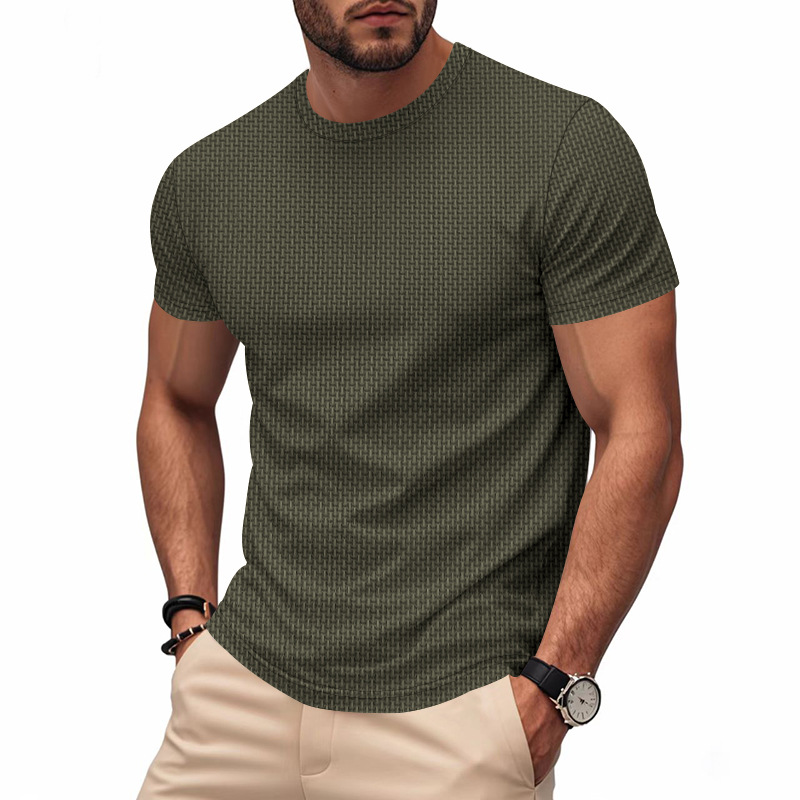 In 2025, Amazon Cross-border Independent Station's summer American-style new products, men's simple and light luxury ice silk quick-drying round neck short sleeves Specification image