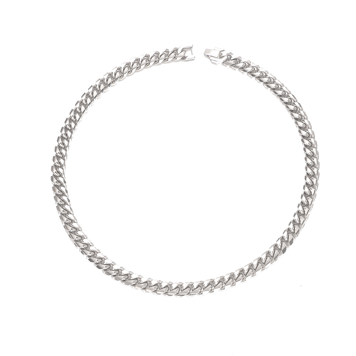 Titanium steel Cuban chain hip-hop necklace, stainless steel round ground encrypted chain, fashionable men's jewelry clasp titanium steel necklace accessory Item Picture