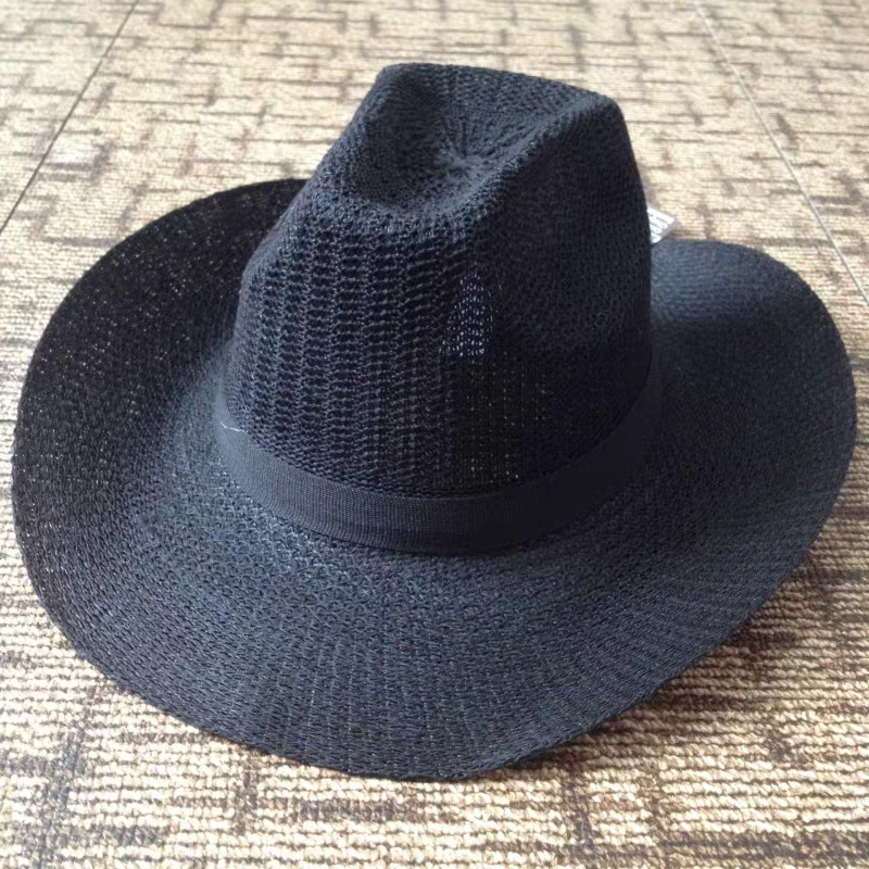 Summer men's and women's hats, travel beach sun protection hats, western cowboy casual wide-brimmed knitted hats, cross-border trade Specification image