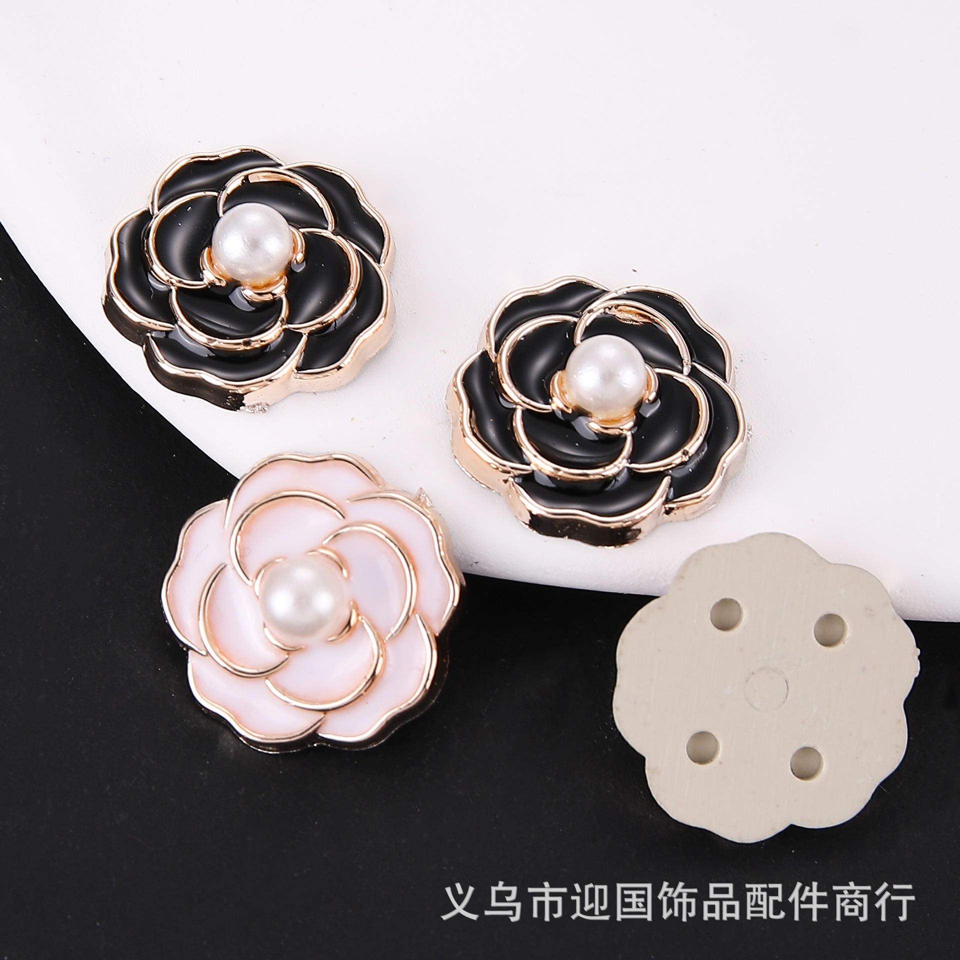 热销大珍珠花鞋花贴片辅料饰品配件 塑料珍珠花发夹饰品贴片配件细节图